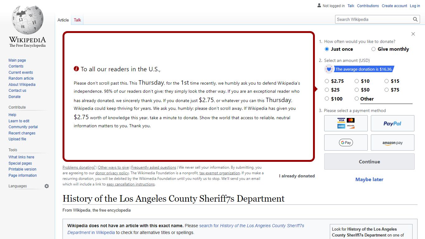 History of the Los Angeles County Sheriff's Department